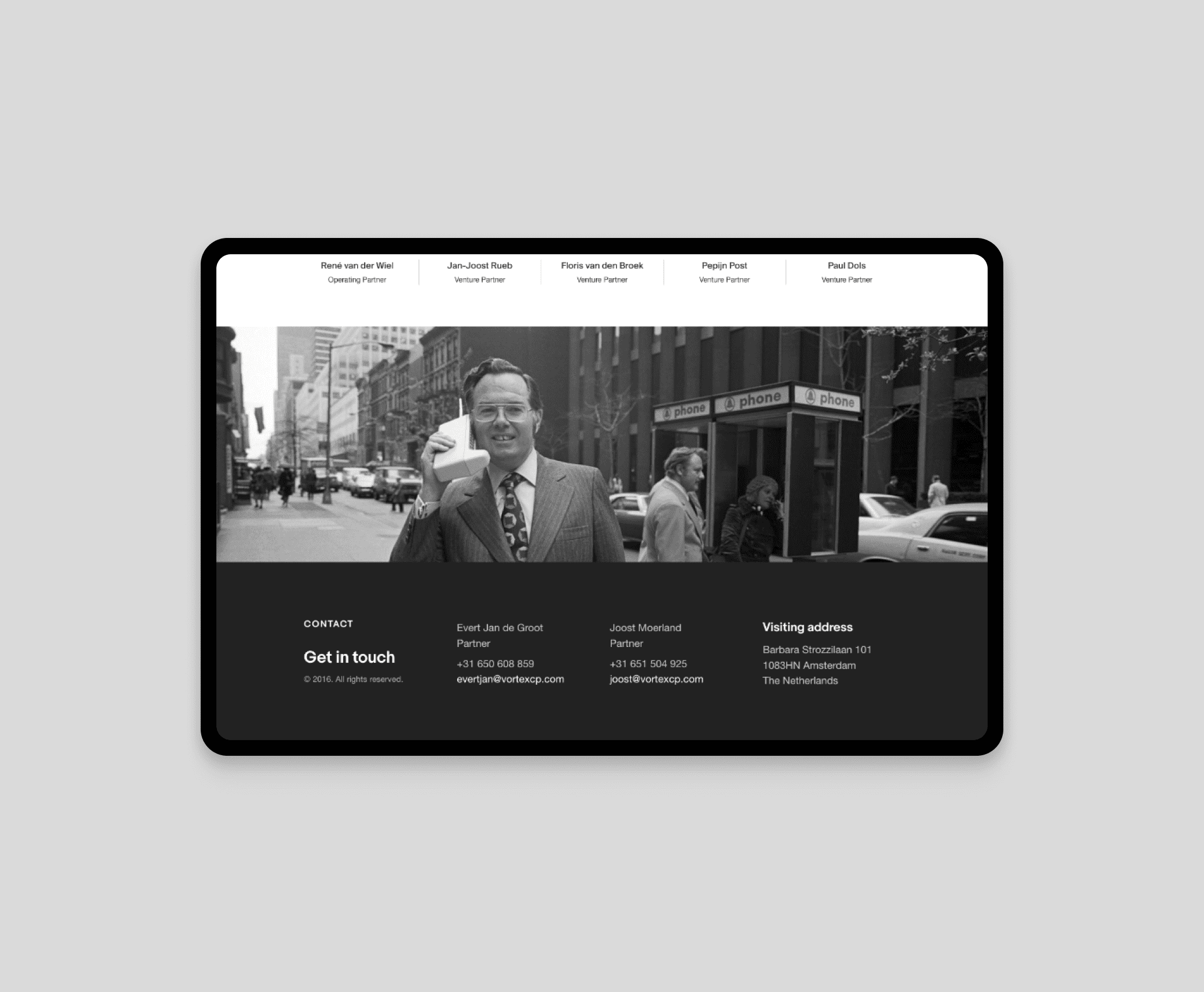 Vortex Company site and branding - Freelance UX/UI Designer Amsterdam