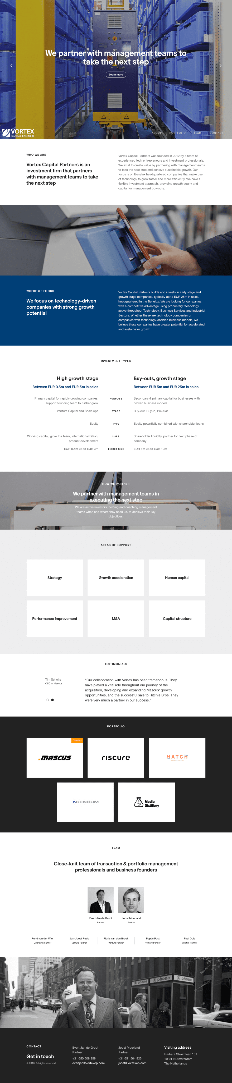 Vortex Company site and branding - Freelance UX/UI Designer Amsterdam